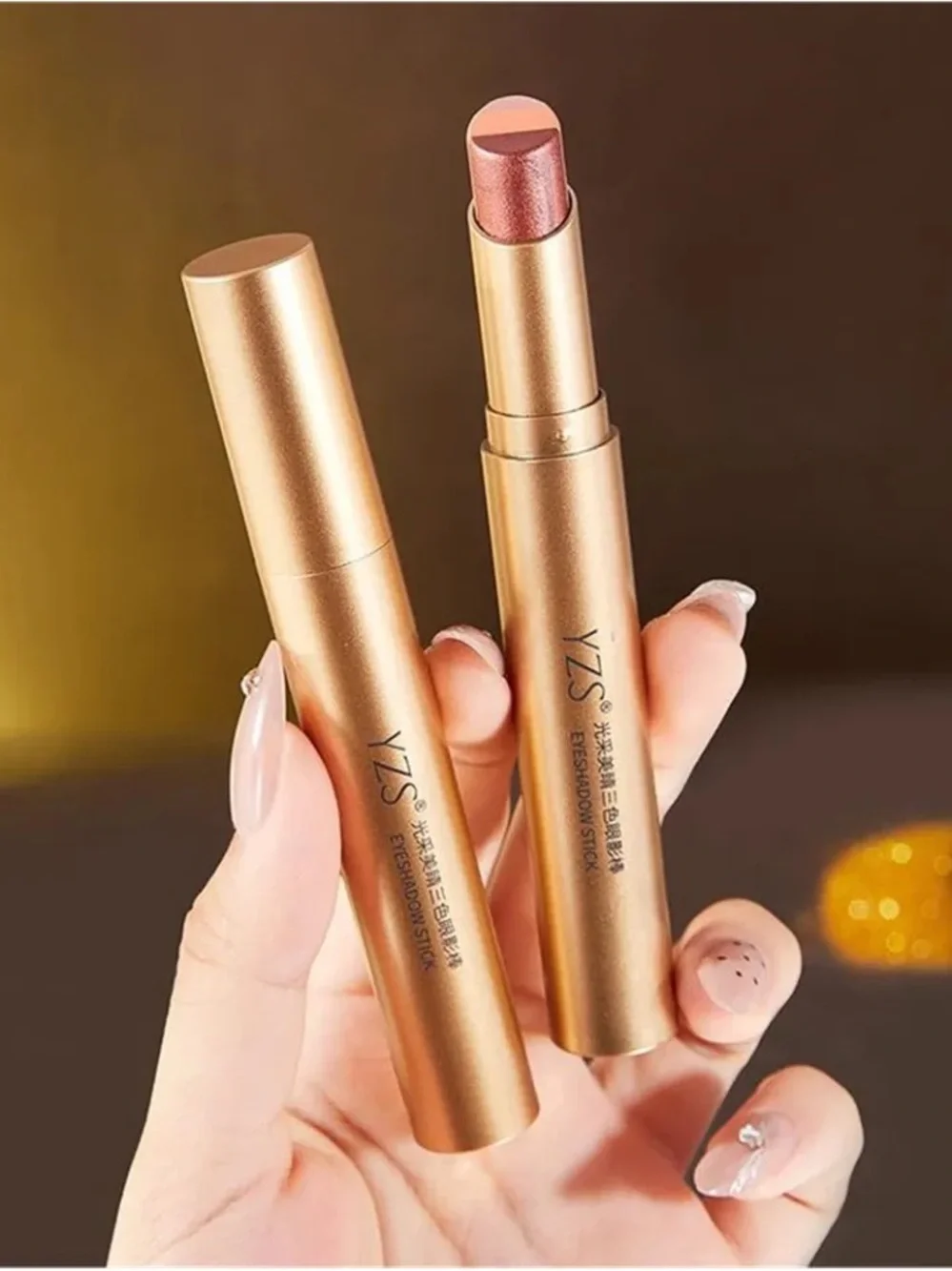 YZS Gold Eyeshadow Stick Shimmery Brown Cream Eye Shadow 01